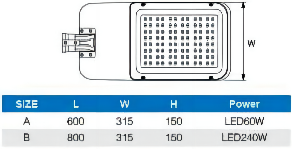 60W IP65 Die Casting 6000K Road Lamp Housing